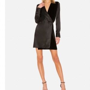 NEW Rag & Bone Victor Silk Velvet Tuxedo Wrap Mini Dress Womens XS Black Classy